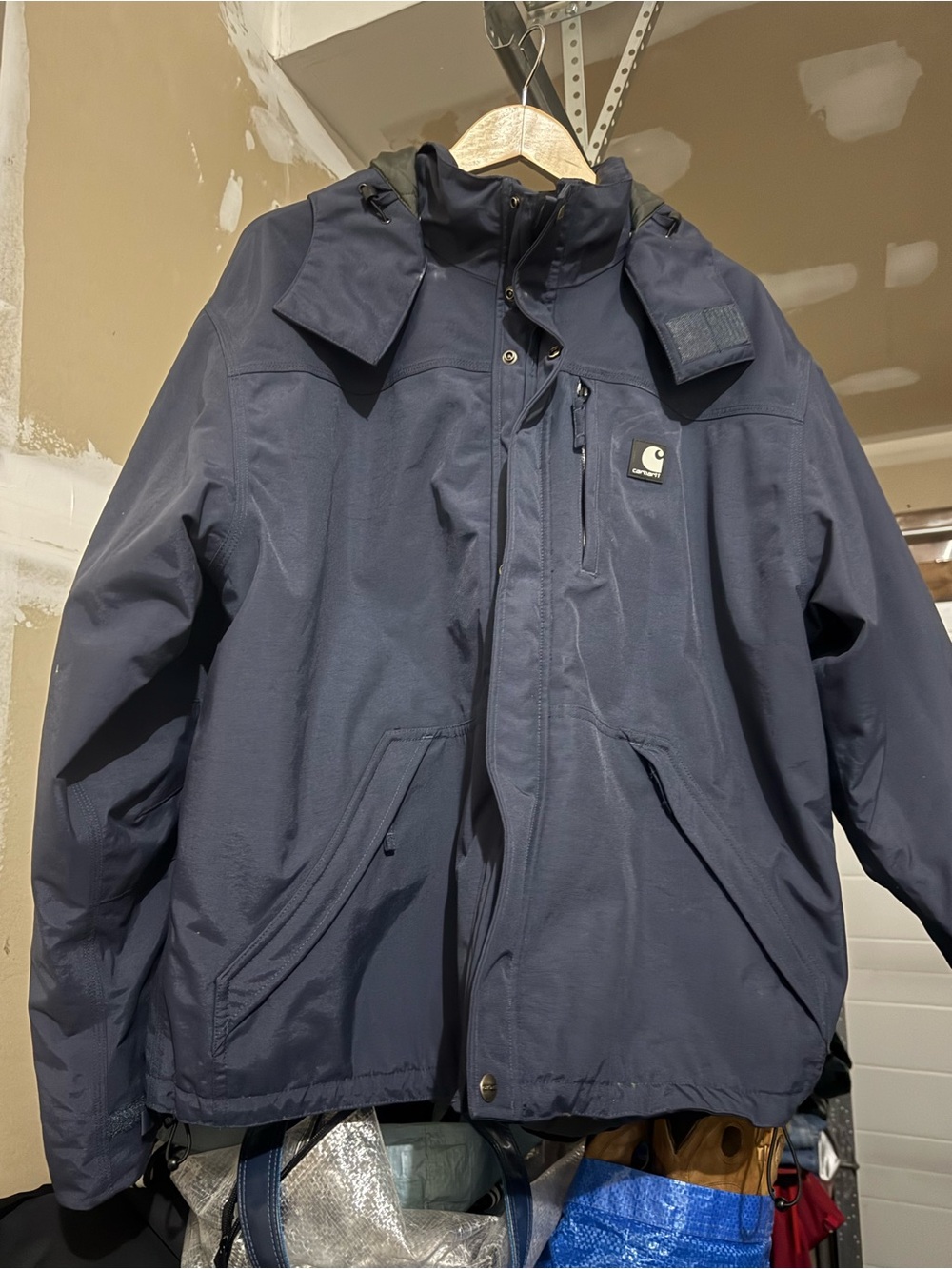 Carhartt Navy Hooded Work Raincoat